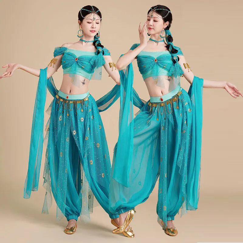 Women Halloween Festival Belly dance Costume Set Adult Princess Indian Bollywood Dancing Set Jasmine Cosplay Rave Party Dress Up
Women Halloween Festival Belly dance Costume Set Adult Princess Indian Bollywood Dancing Set Jasmine Cosplay Rave Party Dress Up