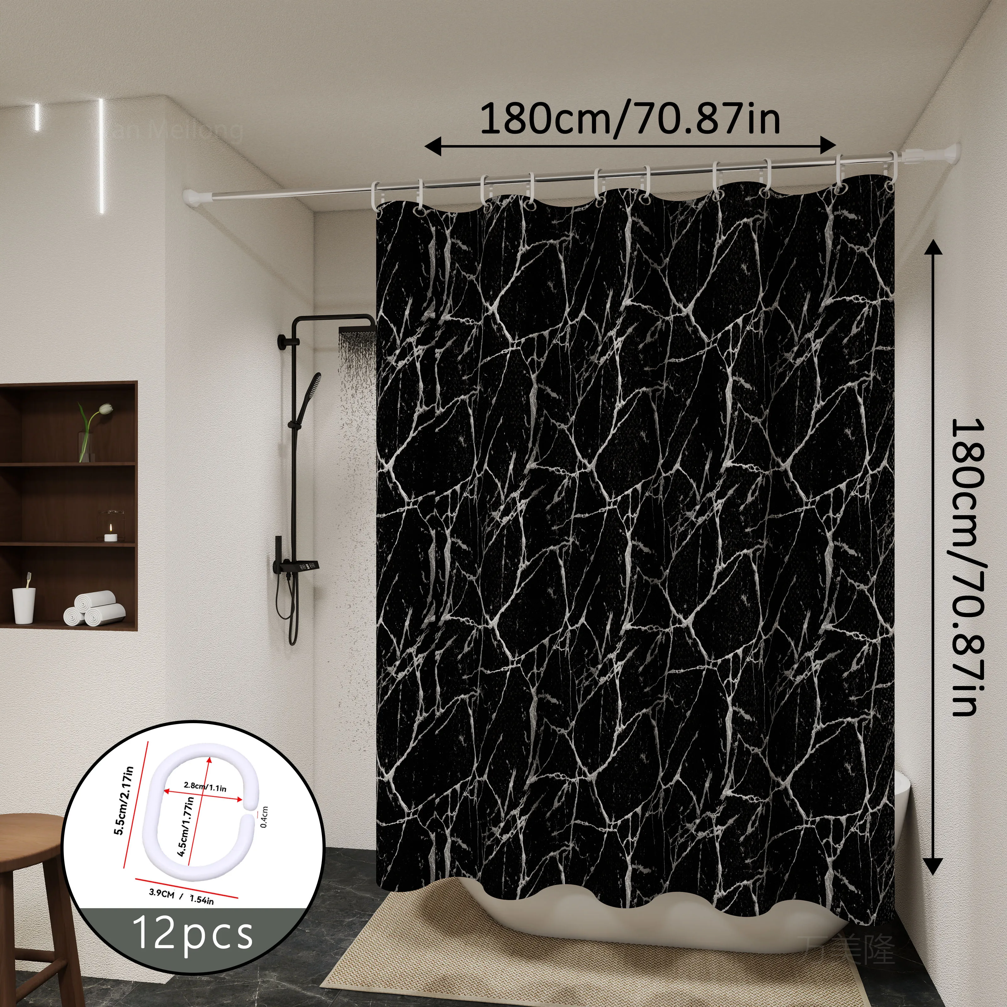Fashionable and versatile black marble bathroom partition curtain, bathroom shower curtain, and toilet partition shielding curta
Fashionable and versatile black marble bathroom partition curtain, bathroom shower curtain, and toilet partition shielding curta