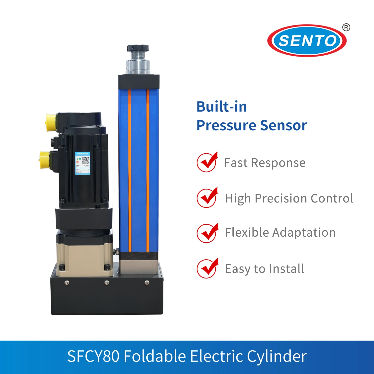 SFCY80-10QF-20KN-R150 -SENTO Servo Electric Cylinder, High Precision, Stable Thrust, for Automation, Press Fitting, Positioning.
SFCY80-10QF-20KN-R150 -SENTO Servo Electric Cylinder, High Precision, Stable Thrust, for Automation, Press Fitting, Positioning.