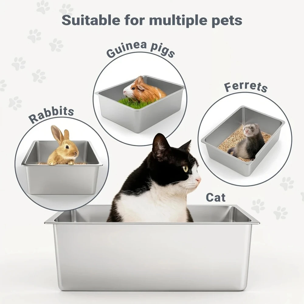 Large Size Stainless Steel Cat Litter Box 1/2 Open Design Non-Stick Smooth Surface Durable And Easy to Clean Rectangular Shape f
Large Size Stainless Steel Cat Litter Box 1/2 Open Design Non-Stick Smooth Surface Durable And Easy to Clean Rectangular Shape f