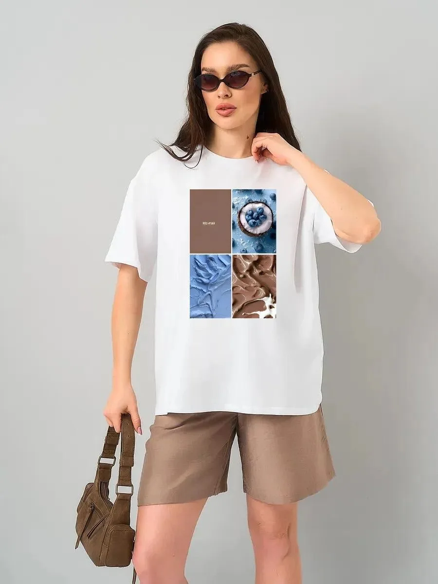 Женская футболка из 100% хлопка с коротким рукавом, летняя новинка 2026 года, с оригинальным принтом, свободного кроя, повседневная, универсальная, элегантная, для ежедневной носки
Женская футболка из 100% хлопка с коротким рукавом, летняя новинка 2026 года, с оригинальным принтом, свободного кроя, повседневная, универсальная, элегантная, для ежедневной носки