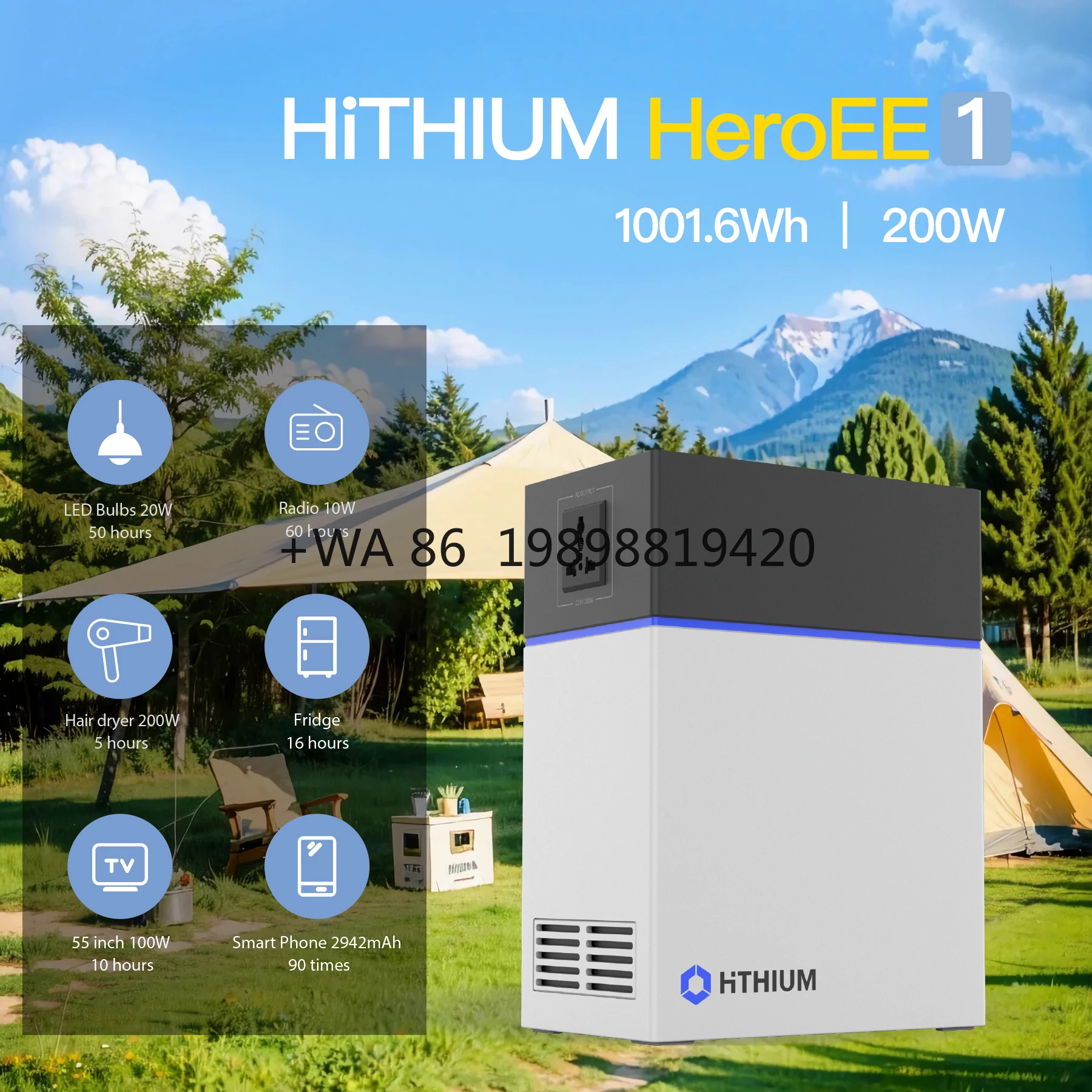 1KWH 200W Hithium Power Station Portable Power Station 2000W Generator Solar Portable Lithium Power Station Best Solar Generator
1KWH 200W Hithium Power Station Portable Power Station 2000W Generator Solar Portable Lithium Power Station Best Solar Generator