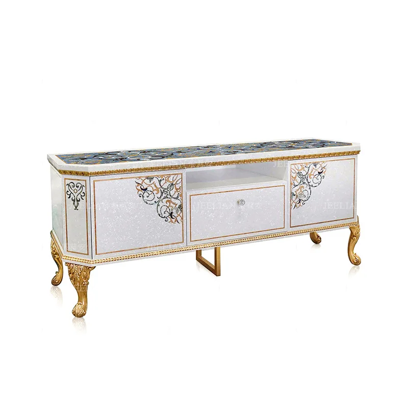 French peach blossom core wood carving flower TV cabinet wood leather inlaid shell floor cabinet
French peach blossom core wood carving flower TV cabinet wood leather inlaid shell floor cabinet