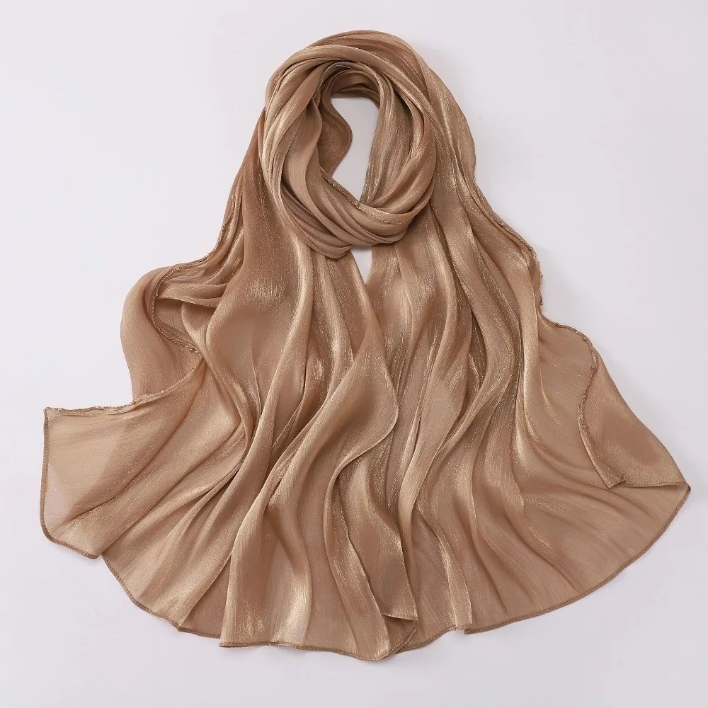 High Qulaity Solid Color Silk Scarf Shining Unilateral golden chain Sunscreen shawl Long Chiffon Ramadan Long Scarf Outdoor
High Qulaity Solid Color Silk Scarf Shining Unilateral golden chain Sunscreen shawl Long Chiffon Ramadan Long Scarf Outdoor