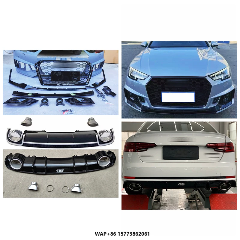 Car Modification A4 Upgrade RS4 Body Kit Front and Rear Bumpers for 2017 Au Di A4
Car Modification A4 Upgrade RS4 Body Kit Front and Rear Bumpers for 2017 Au Di A4