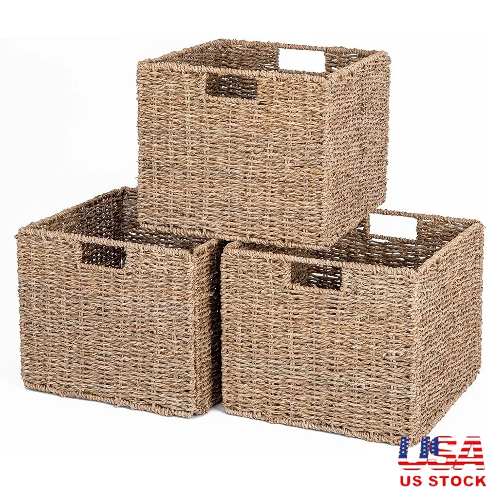 Handwoven Seagrass Storage Baskets Cube Wicker Bins with Handles Foldable Organizers Kitchen Pantry Bathroom Home Storage
Handwoven Seagrass Storage Baskets Cube Wicker Bins with Handles Foldable Organizers Kitchen Pantry Bathroom Home Storage