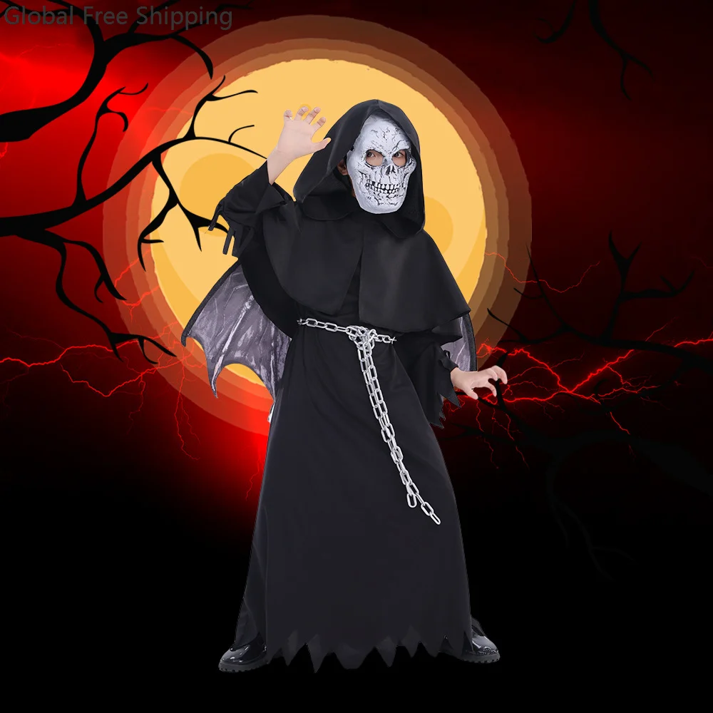 Boys Knight Medieval Mask Role Play Costume Wizard Priest Costume Children's Halloween Death Costume Suit Cosplay Stage Robe 
Boys Knight Medieval Mask Role Play Costume Wizard Priest Costume Children's Halloween Death Costume Suit Cosplay Stage Robe