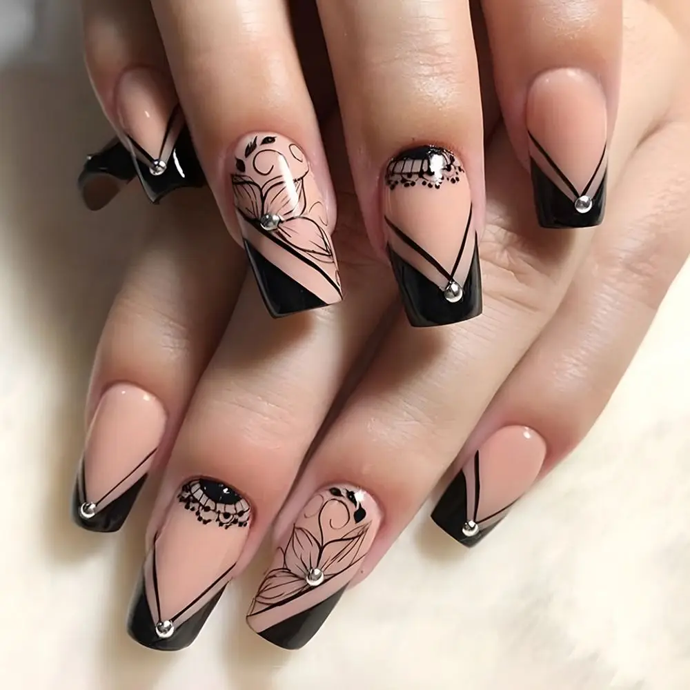New Long Ballerina and Square False Nails French Black White Nail Tips Glitter Cat Eye Full Cover Fake Nails Women Girls 
New Long Ballerina and Square False Nails French Black White Nail Tips Glitter Cat Eye Full Cover Fake Nails Women Girls