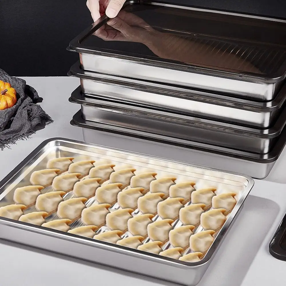 Stainless Steel Fresh-keeping Box Rectangular Non-stick Bottom Dumplings Box Large Size with Plastic Lid Food Storage Tray
Stainless Steel Fresh-keeping Box Rectangular Non-stick Bottom Dumplings Box Large Size with Plastic Lid Food Storage Tray
