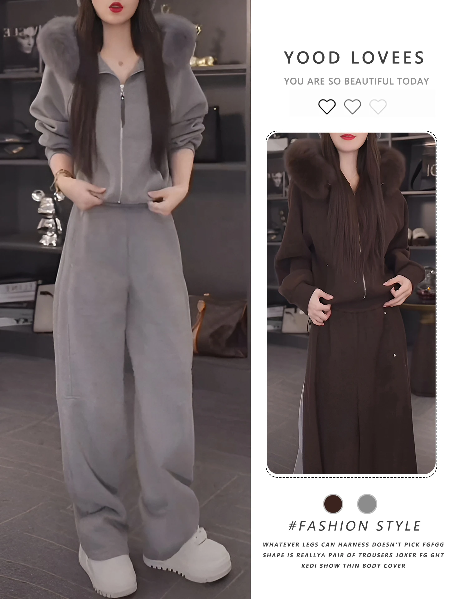 Elegant Grey Hooded Jacket And Wide Leg Pants Women's Two Piece Set Fashionable Anti-Aging Autumn Winter New Arrival Korean S...
Elegant Grey Hooded Jacket And Wide Leg Pants Women's Two Piece Set Fashionable Anti-Aging Autumn Winter New Arrival Korean S...