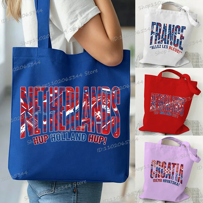 Vintage Norway Netherlands France Croatia Letter Print Canvas Tote Bag Fashion Soccer Lover Gifts Men's Women's Handbags
Vintage Norway Netherlands France Croatia Letter Print Canvas Tote Bag Fashion Soccer Lover Gifts Men's Women's Handbags