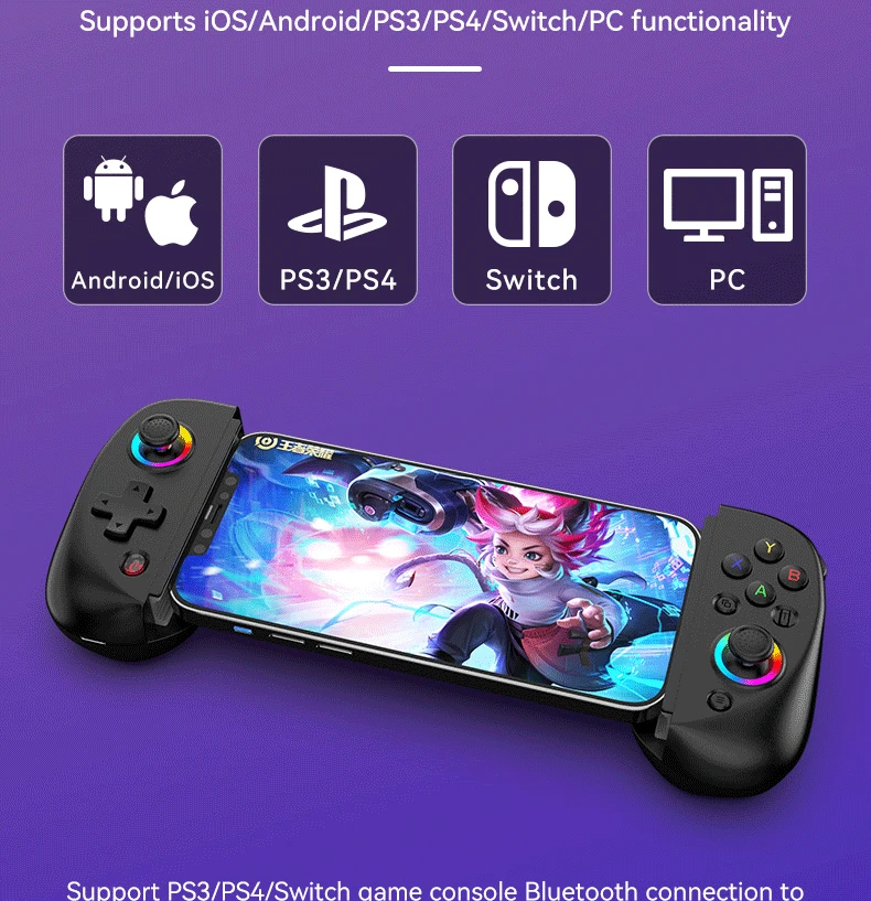 Hot Sale NEW D8 RGB Tablet Controller Wireless Handle For Switch Game Bluetooth Stretching Joystick For P3 P4 Android IOS Gamepa
Hot Sale NEW D8 RGB Tablet Controller Wireless Handle For Switch Game Bluetooth Stretching Joystick For P3 P4 Android IOS Gamepa