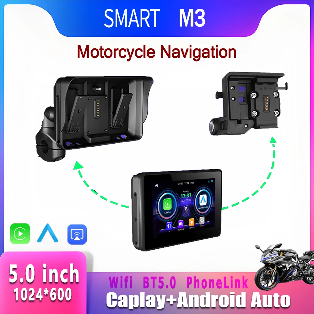 SMART Removable 5 Inch Moto Display Screen Portable Motorcycle Monitor Motorcycle Navigation Wireless CarPlay Android Auto
SMART Removable 5 Inch Moto Display Screen Portable Motorcycle Monitor Motorcycle Navigation Wireless CarPlay Android Auto