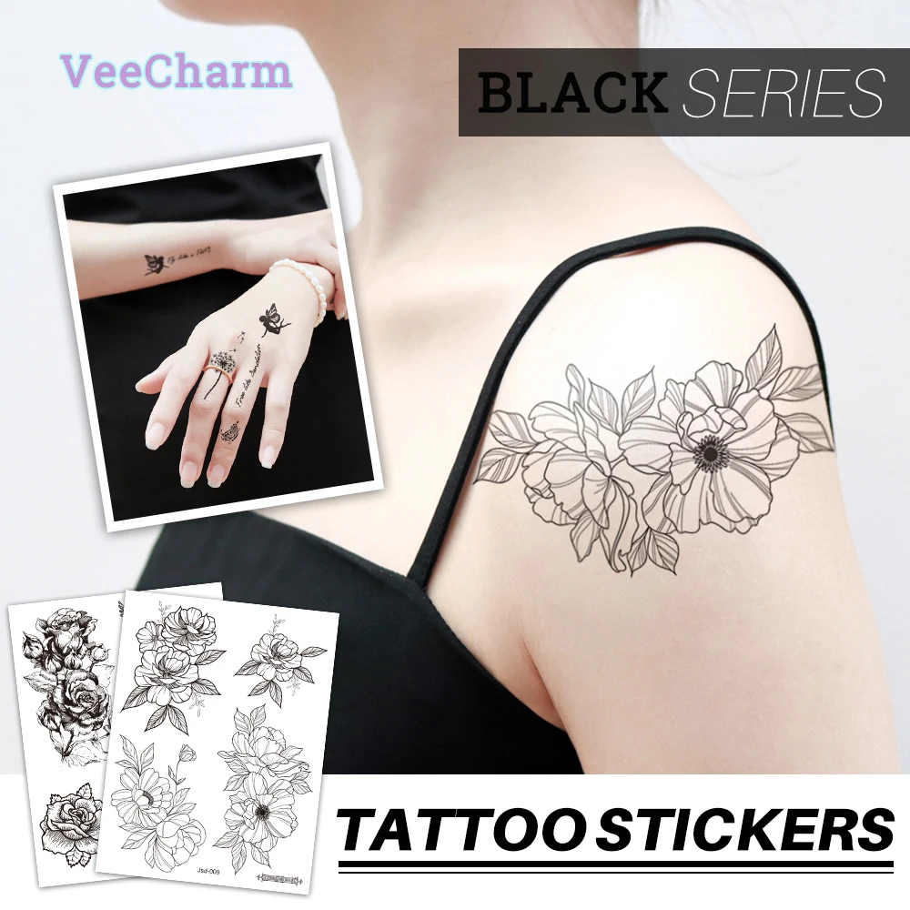 VeeCharm - Black Tattoo Stickers-Floral, Butterfly, Star, Moon-Temp Tattoo-Waterproof & Safe for Adults & Teenagers,1/17 Sheet
VeeCharm - Black Tattoo Stickers-Floral, Butterfly, Star, Moon-Temp Tattoo-Waterproof & Safe for Adults & Teenagers,1/17 Sheet