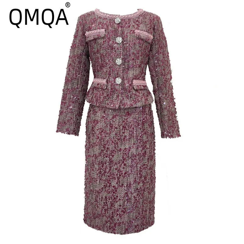 QMQA Fashion Women's French Tweed 2 Pcs Sets Floral Sequin Nail Bead Diamond Slim Fit Jacket High Waist Split Skirts Set 1A767
QMQA Fashion Women's French Tweed 2 Pcs Sets Floral Sequin Nail Bead Diamond Slim Fit Jacket High Waist Split Skirts Set 1A767