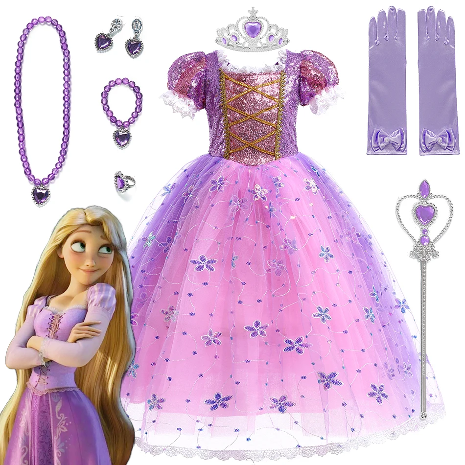 Disney Girls Rapunzel Costume Tangled Puff Sleeve Princess Dress Children Luxury Ball Gown Lace Sequined Bodice Fluffy Frocks
Disney Girls Rapunzel Costume Tangled Puff Sleeve Princess Dress Children Luxury Ball Gown Lace Sequined Bodice Fluffy Frocks
