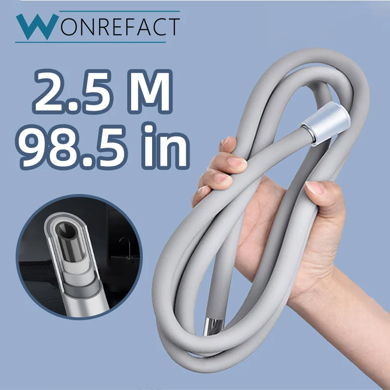 98 Inches or 2.5 Meter Shower Head Hose Extra Long Ultra Soft Silicone Shower Hose Anti-Tangle Flexible Hose for Bathing
98 Inches or 2.5 Meter Shower Head Hose Extra Long Ultra Soft Silicone Shower Hose Anti-Tangle Flexible Hose for Bathing