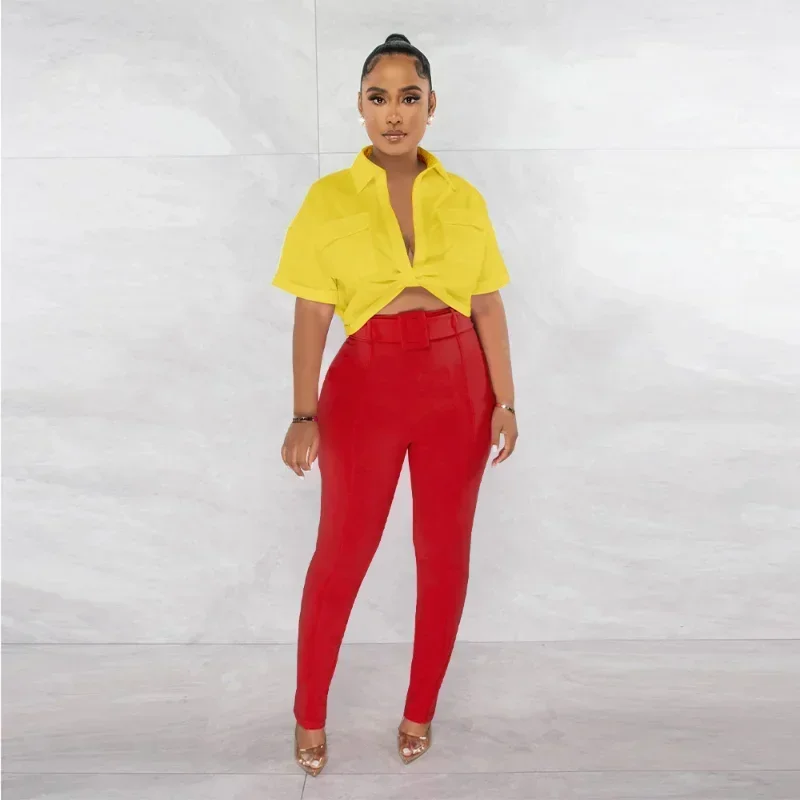 GUWU Short Sleeve Pocket Shirt and Belt Waist Pants Suit Vintage Fashion Women's Set Summer Two 2 Piece Set Outfit
GUWU Short Sleeve Pocket Shirt and Belt Waist Pants Suit Vintage Fashion Women's Set Summer Two 2 Piece Set Outfit
