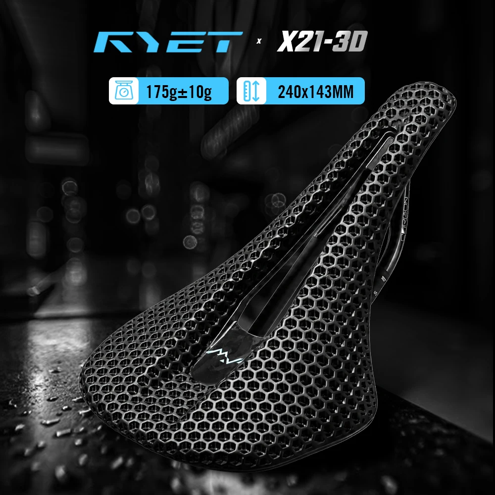 RYET Full Carbon Bike Saddle 120-175g Ultralight 3D Printed High-Rebound Foam 7x9mm Rails Cut-Out 240x140mm Road MTB Gravel
RYET Full Carbon Bike Saddle 120-175g Ultralight 3D Printed High-Rebound Foam 7x9mm Rails Cut-Out 240x140mm Road MTB Gravel