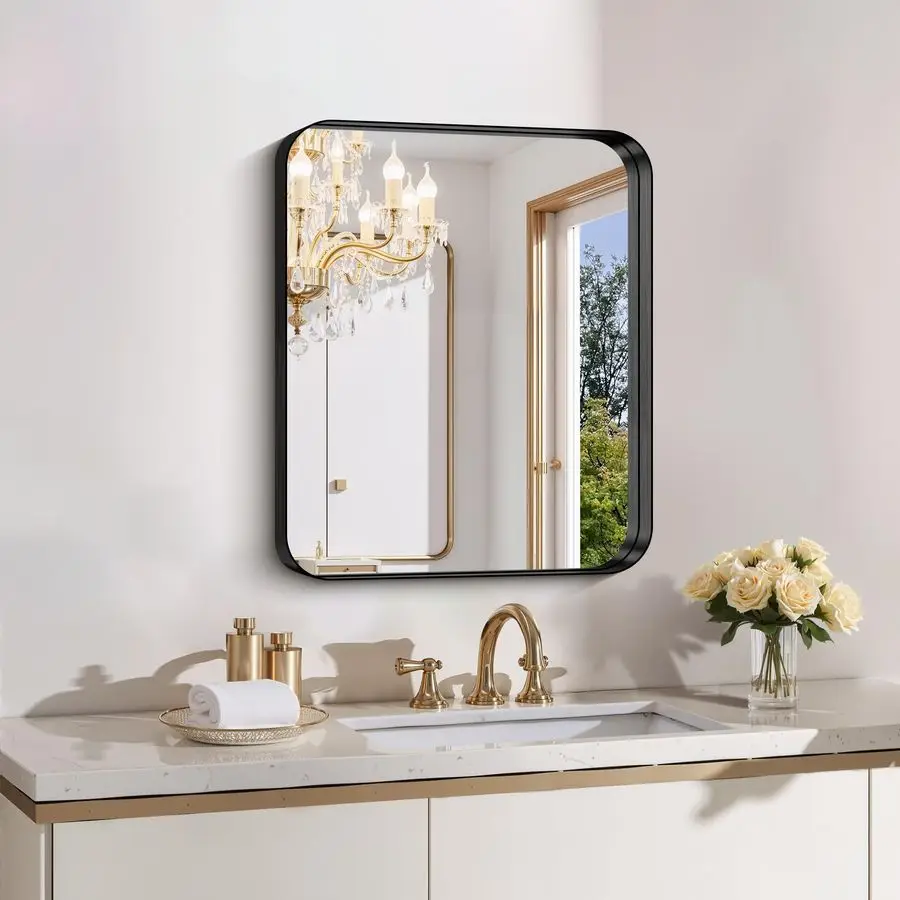 24x20 Inch Bathroom Mirror for Wall, Black Metal Framed Vanity Mirrors for Over Sink, RoundedCorner Rectangle Mirror for Bedroom
24x20 Inch Bathroom Mirror for Wall, Black Metal Framed Vanity Mirrors for Over Sink, RoundedCorner Rectangle Mirror for Bedroom