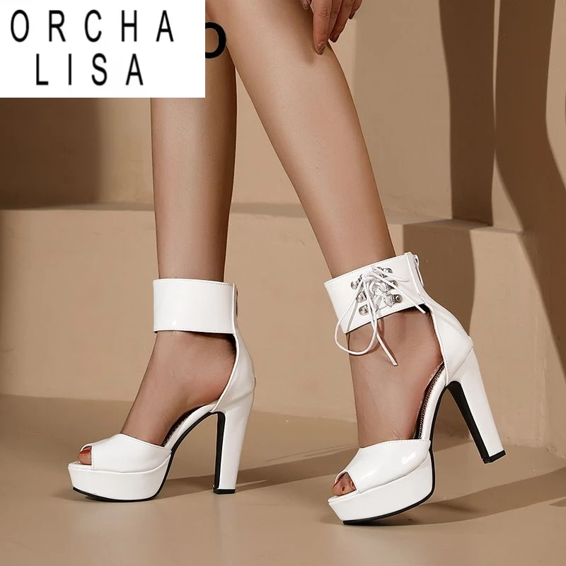ORCHA LISA 2026 Patent Leather Women Sandals Peep Toe Block Heels 11.5cm Platform 3.5cm Zip Lace Up Plus Size 48 49 50 US16 US17
ORCHA LISA 2026 Patent Leather Women Sandals Peep Toe Block Heels 11.5cm Platform 3.5cm Zip Lace Up Plus Size 48 49 50 US16 US17