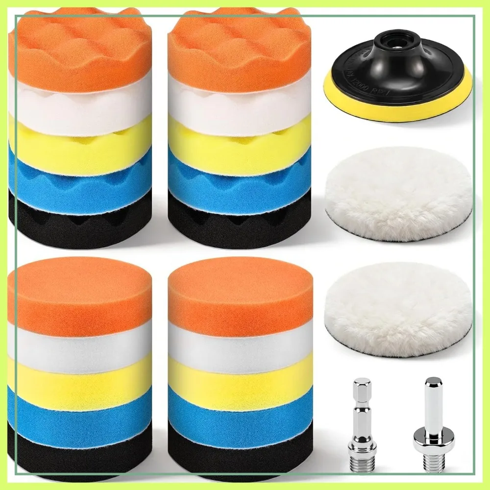 4 Inch 24 Pieces Car Foam Drill Polishing Pad Kit, Buffing Pads for Headlight Restoration, Waxing and Cleaning
4 Inch 24 Pieces Car Foam Drill Polishing Pad Kit, Buffing Pads for Headlight Restoration, Waxing and Cleaning