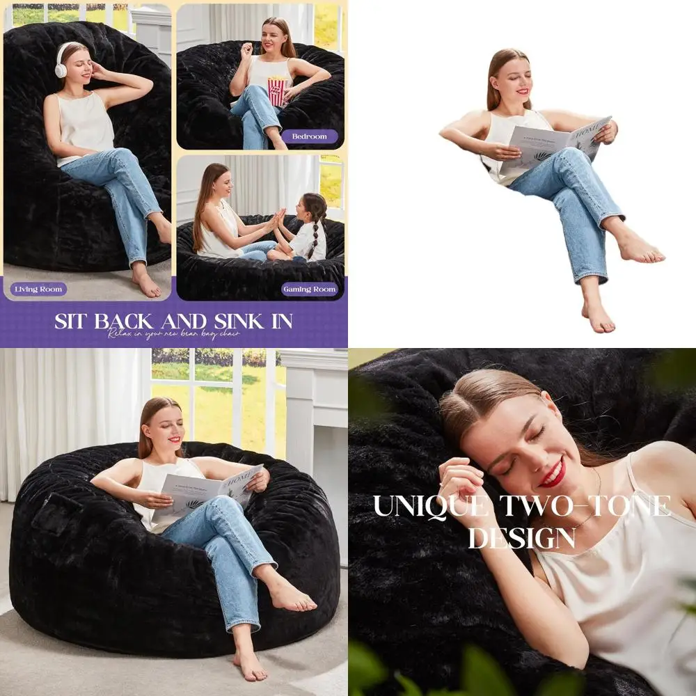 Гигантское кресло-мешок с пеной с эффектом памяти, съемным чехлом, подходит для взрослых, для гостиной или спальни - черный, 36 x 36 x 22 дюймов
Гигантское кресло-мешок с пеной с эффектом памяти, съемным чехлом, подходит для взрослых, для гостиной или спальни - черный, 36 x 36 x 22 дюймов