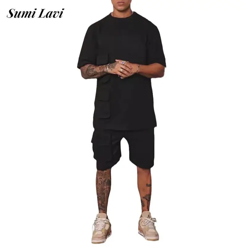 Streetwear Mens Fashion Two Piece Suits Casual Solid Color Patchwork Short Sleeve T Shirt And Shorts Sets Men Vintage Outfits
Streetwear Mens Fashion Two Piece Suits Casual Solid Color Patchwork Short Sleeve T Shirt And Shorts Sets Men Vintage Outfits
