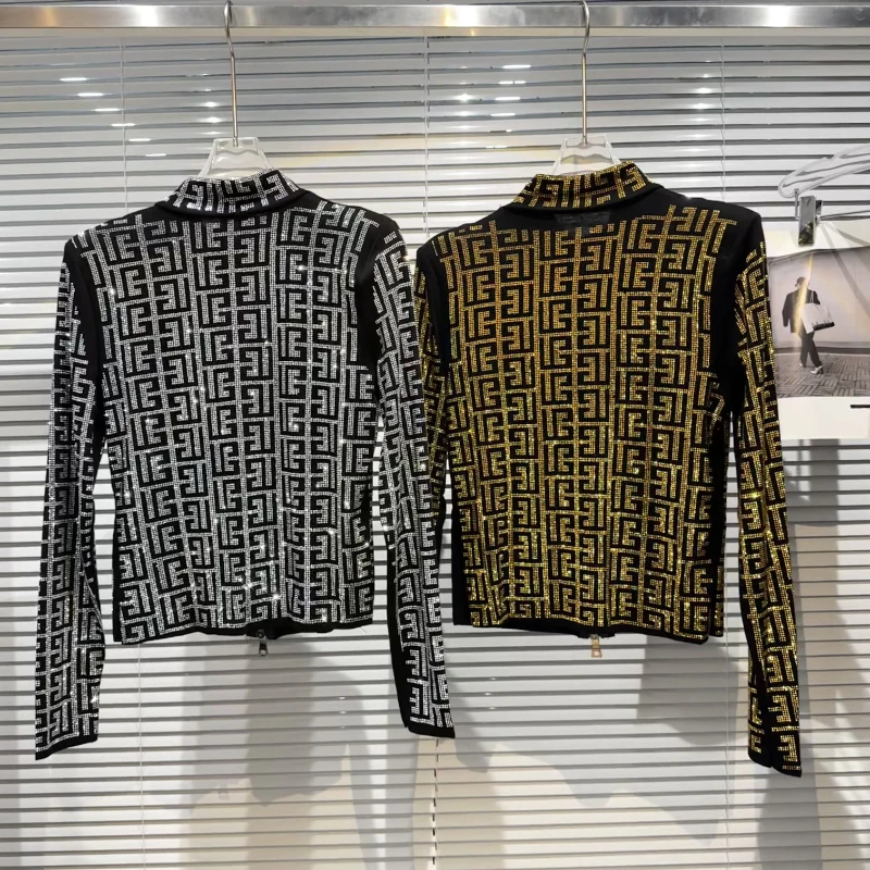 Spring Autumn Retro Women Hot Drilling Geometric Patterns T-shirts Diamonds Beaded Elastic Tees Long Sleeve Sequined Shirts 2023
Spring Autumn Retro Women Hot Drilling Geometric Patterns T-shirts Diamonds Beaded Elastic Tees Long Sleeve Sequined Shirts 2023