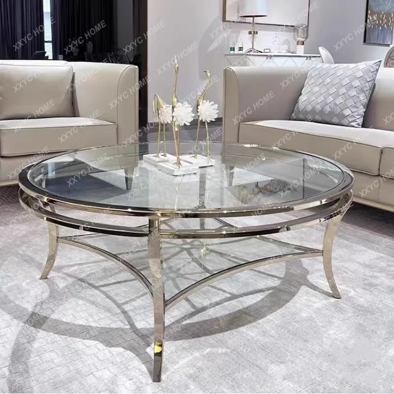 JJJJStainless Steel Living Room Modern Simple Tempered Glass Round Coffee Table
JJJJStainless Steel Living Room Modern Simple Tempered Glass Round Coffee Table