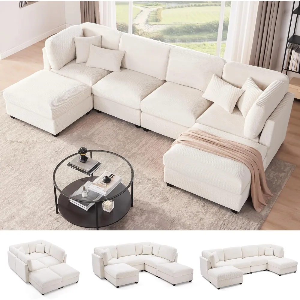 125 Inch Oversized Corduroy Modular Sectional Sofa, U Shaped Modular Couch with Storage, 6 Seat Convertible Corduroy Couch.
125 Inch Oversized Corduroy Modular Sectional Sofa, U Shaped Modular Couch with Storage, 6 Seat Convertible Corduroy Couch.