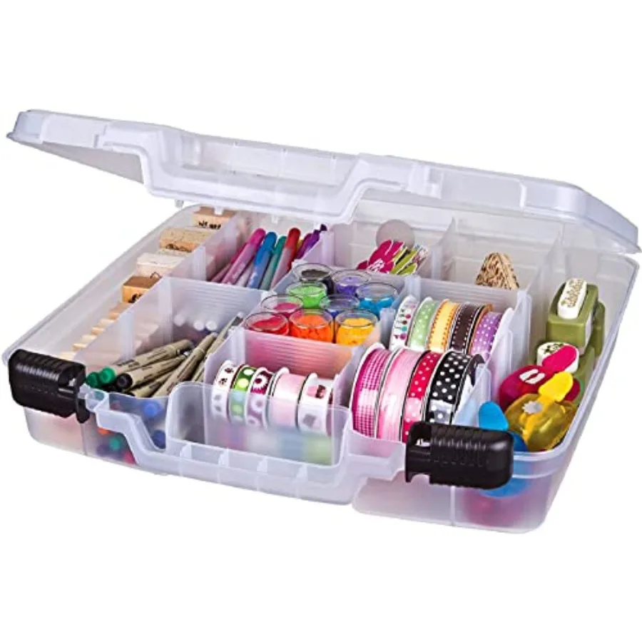 Quick View Deep Base Carrying Case with Removable Dividers, Portable Art and Craft Storage Box, 15", Clear
Quick View Deep Base Carrying Case with Removable Dividers, Portable Art and Craft Storage Box, 15", Clear