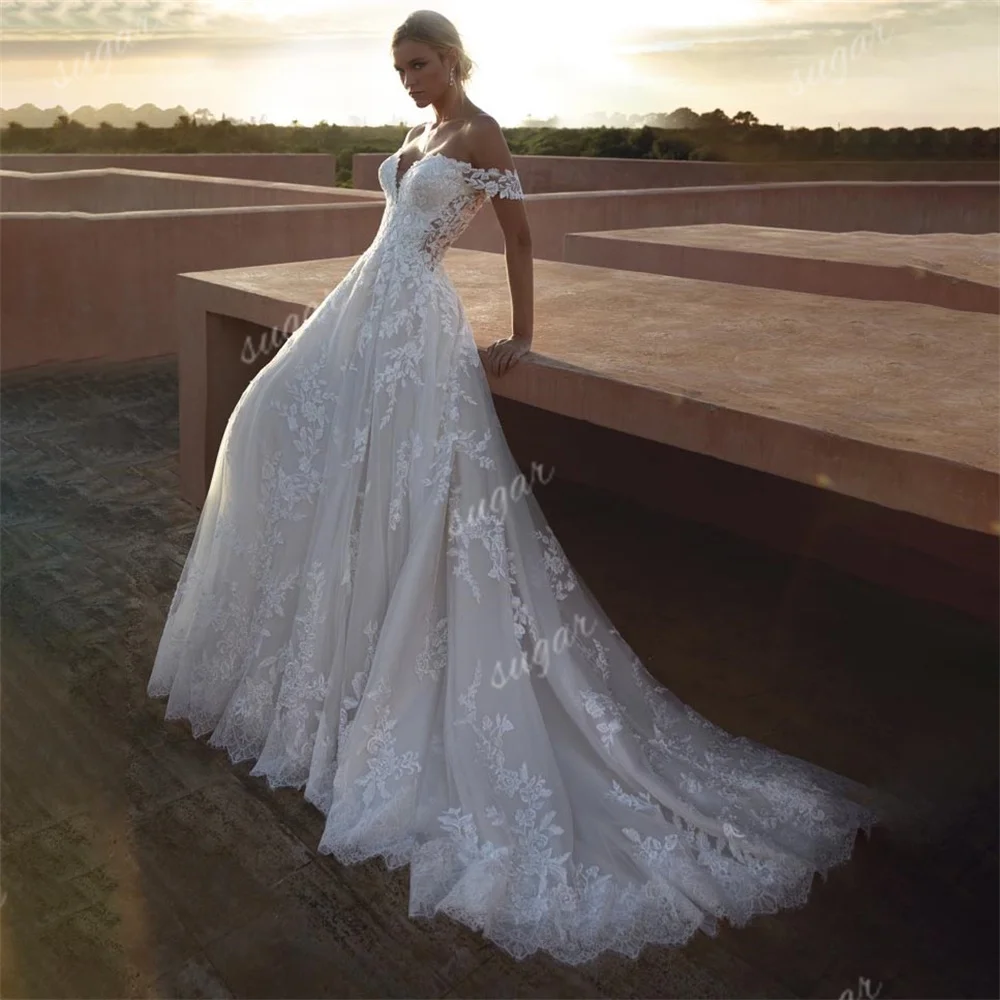 Sweetheart Boho Ivory Wedding Dresses For Women Lace Applique Off Shoulder BrideDress A Line Bridal Gown Vestidos De Novias
Sweetheart Boho Ivory Wedding Dresses For Women Lace Applique Off Shoulder BrideDress A Line Bridal Gown Vestidos De Novias