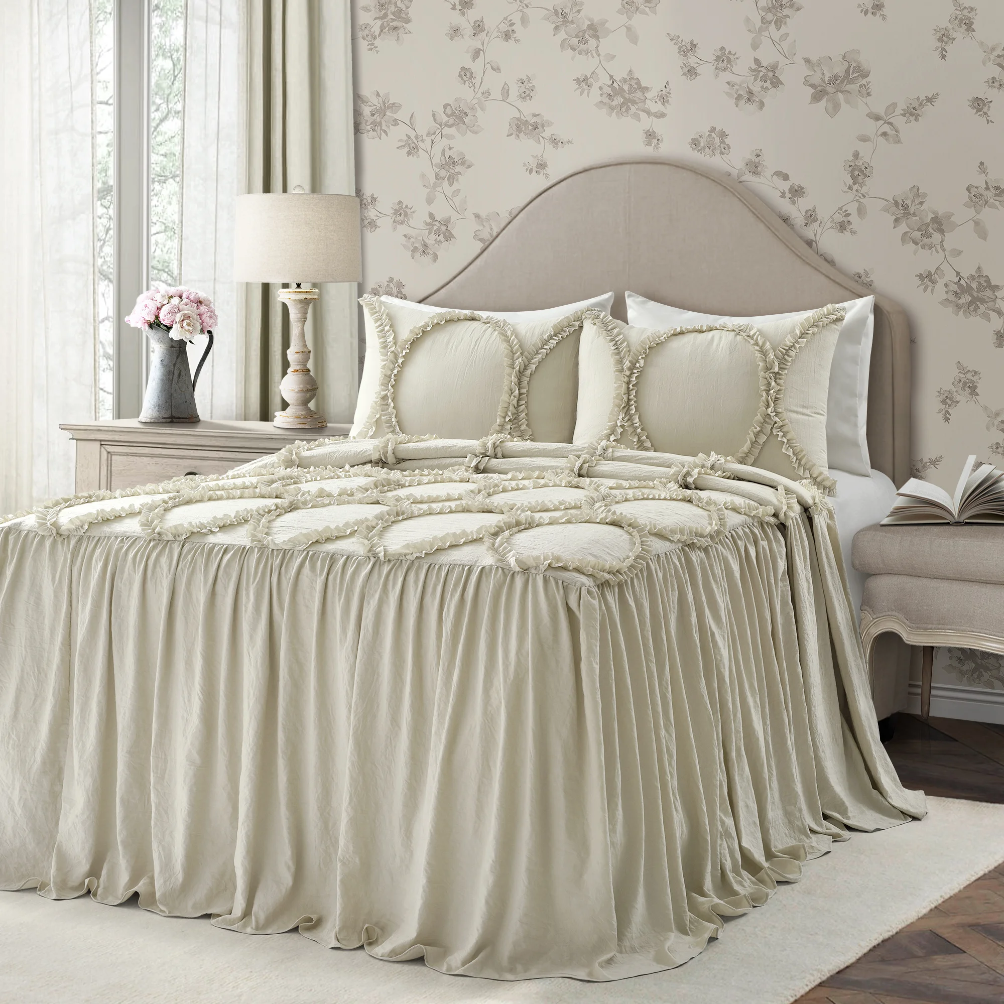 Lush Decor 3Pc Riviera Ruffle Skirt Bedspread Set - Soft Crinkled Microfiber - Ruffled Ribbon Embroidery - Double Helix Design -
Lush Decor 3Pc Riviera Ruffle Skirt Bedspread Set - Soft Crinkled Microfiber - Ruffled Ribbon Embroidery - Double Helix Design -