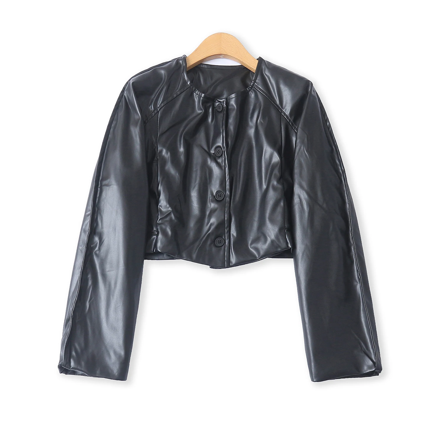 Soft PU Leather Jacket round Neck Long Sleeve Slimming Fashionable Women's Coat Spring Autumn New Style Single Button Design
Soft PU Leather Jacket round Neck Long Sleeve Slimming Fashionable Women's Coat Spring Autumn New Style Single Button Design