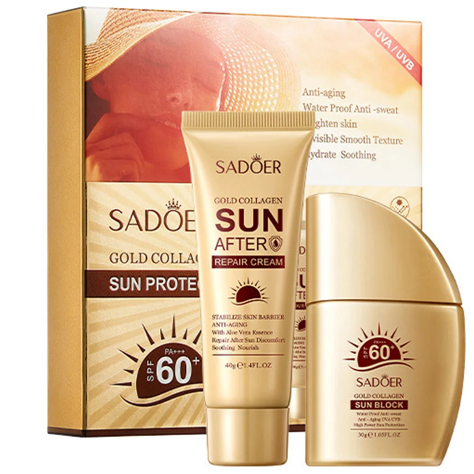 2pcs Collagen Facial Body Sunscreen Whitening Sun Cream Sunblock Skin Protective Cream Anti Sun Facial Protection Cream SPF 60
2pcs Collagen Facial Body Sunscreen Whitening Sun Cream Sunblock Skin Protective Cream Anti Sun Facial Protection Cream SPF 60