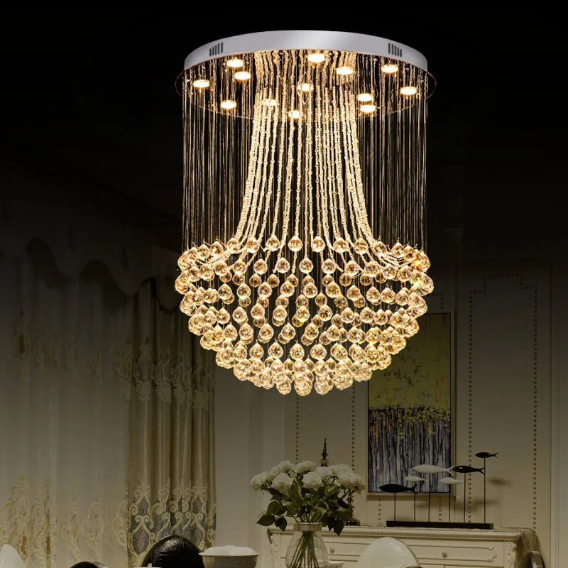Modern Luxury LED Crystal Chandelier Double Entry Long Circular Droplight Stair Lights for Lobby Lighting
Modern Luxury LED Crystal Chandelier Double Entry Long Circular Droplight Stair Lights for Lobby Lighting