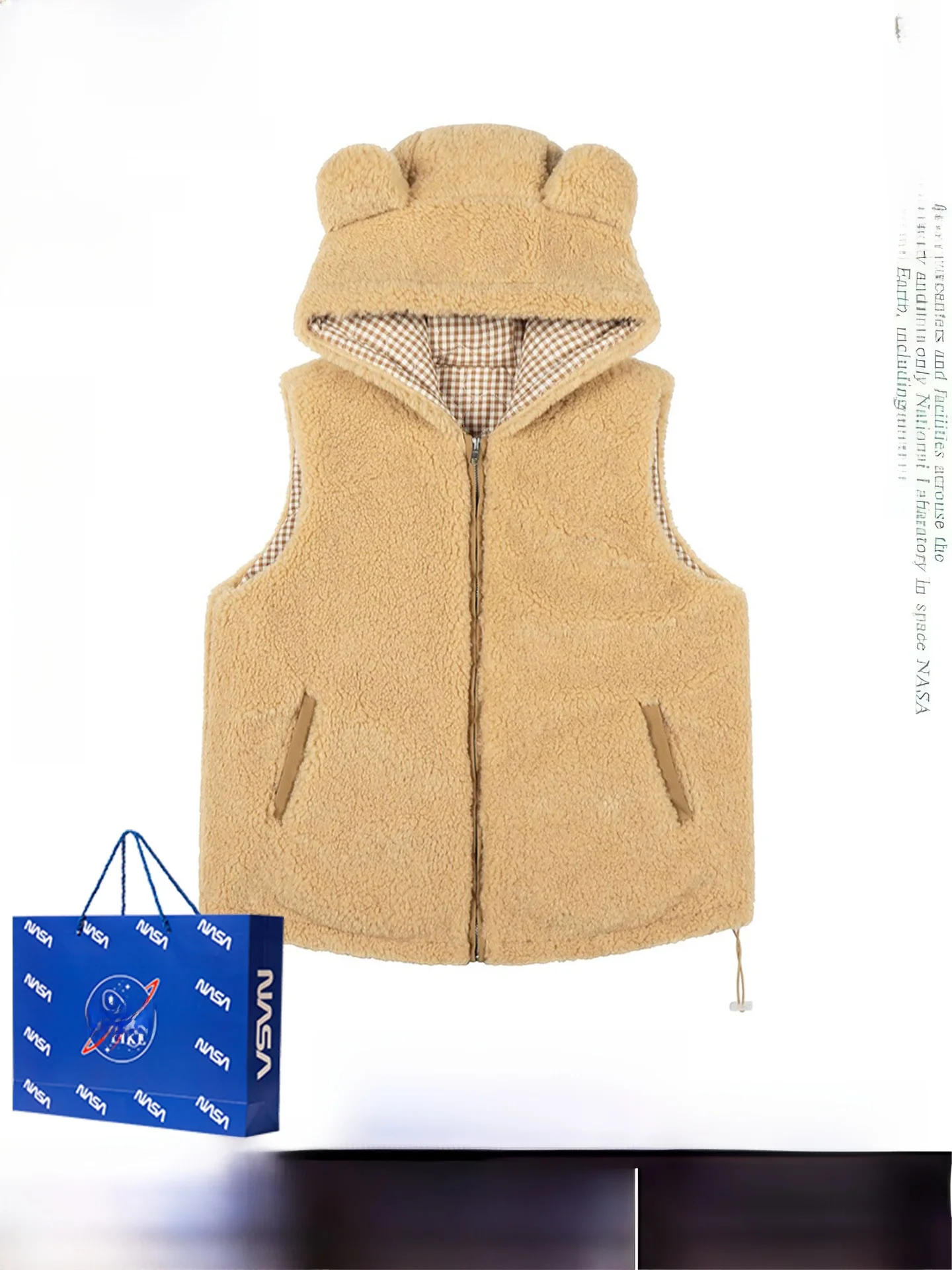 Ретро-жилет женский зимний с мехом ягненка и ушками медведя, на молнии, утепленный, из хлопка и полиэстера
Ретро-жилет женский зимний с мехом ягненка и ушками медведя, на молнии, утепленный, из хлопка и полиэстера