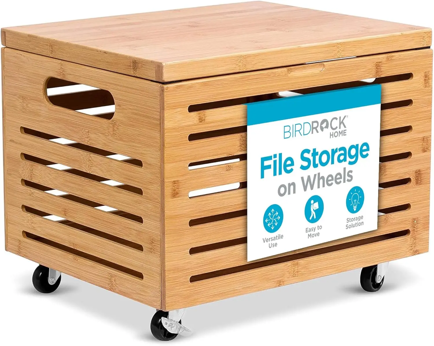 Rolling File Storage Organizer Box with Lid - Bamboo Decorative Hanging File Box for Letter/Legal Documents, Binders, Blankets
Rolling File Storage Organizer Box with Lid - Bamboo Decorative Hanging File Box for Letter/Legal Documents, Binders, Blankets