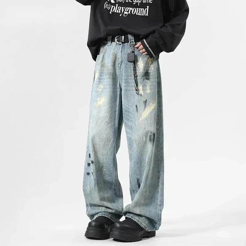 Niche Design Men's Jeans Splash-ink Contrast Color American Style Loose Straight Wide Leg Casual Male Denim Pants New 9XSIR
Niche Design Men's Jeans Splash-ink Contrast Color American Style Loose Straight Wide Leg Casual Male Denim Pants New 9XSIR