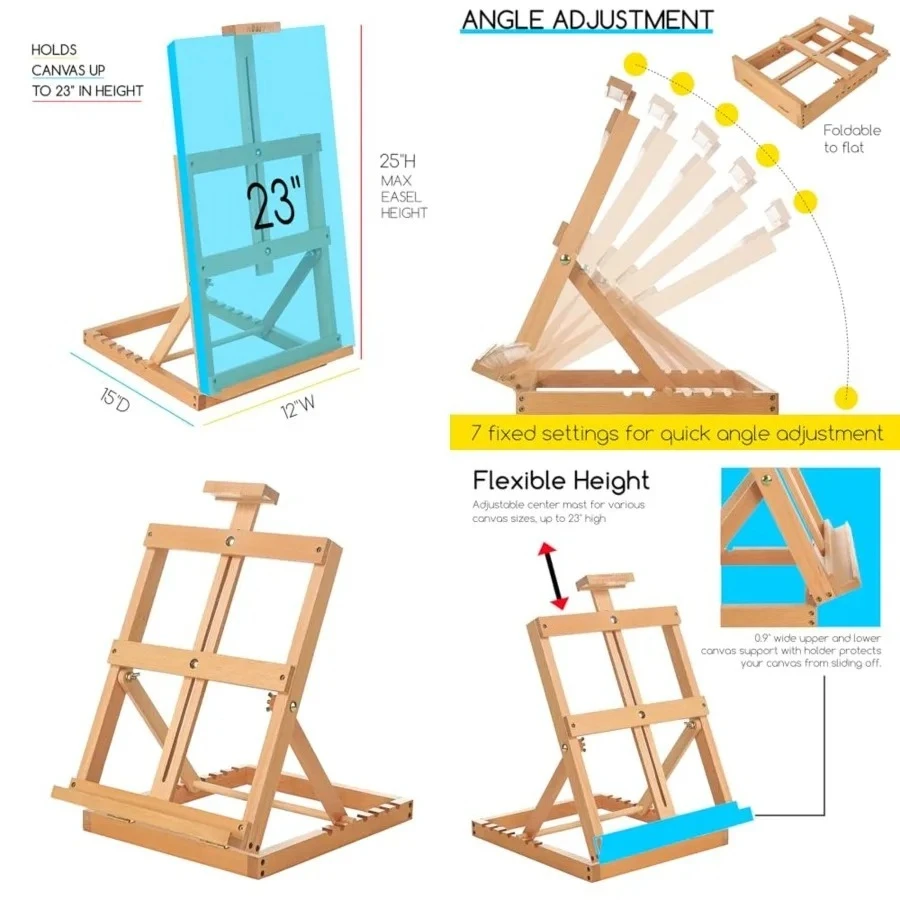 Heavy-Duty Tabletop Studio H-Frame Wooden Easel- Solid Beech Wood Adjustable Artists Desktop Wood Easel Table for Artist, Beginners & Teens- Holds Canvas Art up to 23" High
Heavy-Duty Tabletop Studio H-Frame Wooden Easel- Solid Beech Wood Adjustable Artists Desktop Wood Easel Table for Artist, Beginners & Teens- Holds Canvas Art up to 23" High