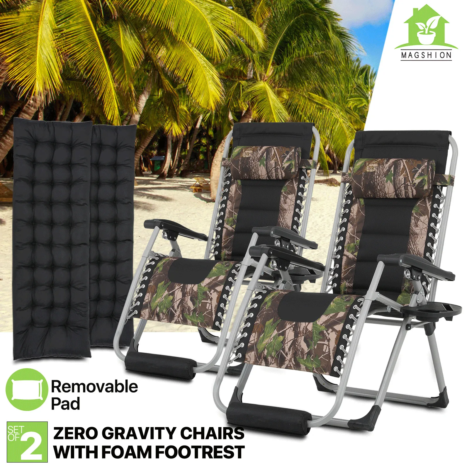 Set of 2 Foldable Zero Gravity Chair Beach Reclining Lounge w/Removable Cushion
Set of 2 Foldable Zero Gravity Chair Beach Reclining Lounge w/Removable Cushion