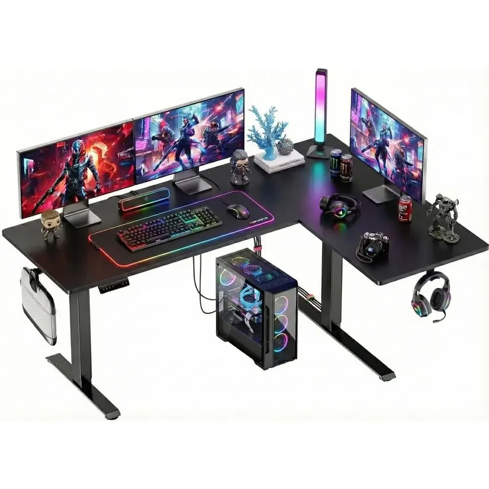 Dual Motor LShaped Standing Gaming Desk, 71 x 48 inch Corner Standing Desk, Electric Adjustable Gamer Computer Table with Cable
Dual Motor LShaped Standing Gaming Desk, 71 x 48 inch Corner Standing Desk, Electric Adjustable Gamer Computer Table with Cable