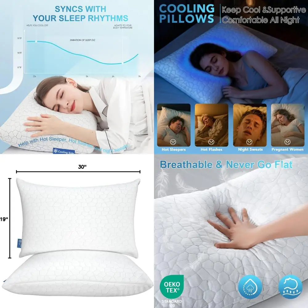 Luxury Memory Foam Pillows Set of 2 - Cooling for Hot Sleepers, Adjustable Support for Side and Back Sleepers
Luxury Memory Foam Pillows Set of 2 - Cooling for Hot Sleepers, Adjustable Support for Side and Back Sleepers