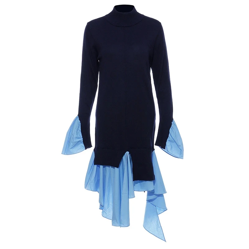 Women Blue Knitting Ruffles Irregular Elegant Dress New Turtleneck Long Sleeve Fashion Tide Spring Autumn 2024 1DH4512
Women Blue Knitting Ruffles Irregular Elegant Dress New Turtleneck Long Sleeve Fashion Tide Spring Autumn 2024 1DH4512