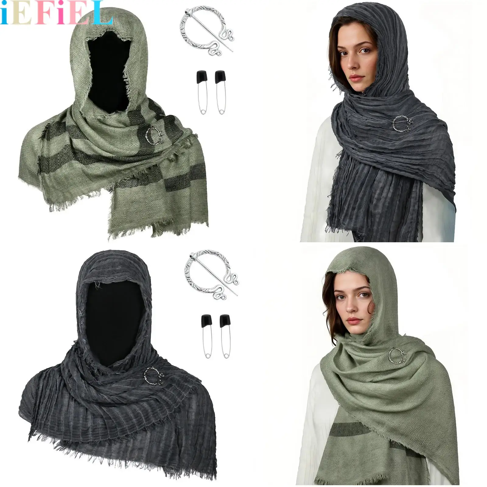 Adults Medieval Cotton-linen Party Shawl Scarf Cape Headscarf with Brooch And 1pc Brooch And 2pcs Pins for Halloween Cosplay
Adults Medieval Cotton-linen Party Shawl Scarf Cape Headscarf with Brooch And 1pc Brooch And 2pcs Pins for Halloween Cosplay