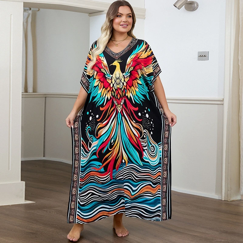Phoneix Print Kaftan Plus Size Maxi Dress Lounge Wear Boho Chic Vibrant Tribal Vibe Women Caftan Ethnic Island Beach Cover Ups
Phoneix Print Kaftan Plus Size Maxi Dress Lounge Wear Boho Chic Vibrant Tribal Vibe Women Caftan Ethnic Island Beach Cover Ups