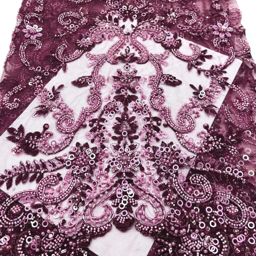 Exquisite Beaded Tulle Lace Fabric African Vertical Floral Vine High‑End Sequins Embroidered Bridal Wedding Evening Gown Mesh
Exquisite Beaded Tulle Lace Fabric African Vertical Floral Vine High‑End Sequins Embroidered Bridal Wedding Evening Gown Mesh
