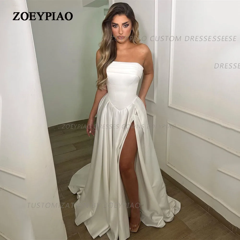 Elegant Bride Wedding Dress For Women Satin Side Slit Luxury Bridal Gowns Straples A-line Robe De Mariée Dresses 2024
Elegant Bride Wedding Dress For Women Satin Side Slit Luxury Bridal Gowns Straples A-line Robe De Mariée Dresses 2024