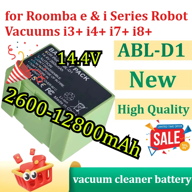 14,4 В 2600-12800 мАч ABL-D1 Аутентичные запасные части Батарея для роботов-пылесосов Roomba e и i серии i3+ i4+ i7+ i8+
14,4 В 2600-12800 мАч ABL-D1 Аутентичные запасные части Батарея для роботов-пылесосов Roomba e и i серии i3+ i4+ i7+ i8+
